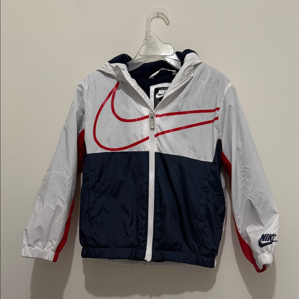 Nike Kids Raincoat - White, Navy, and Red